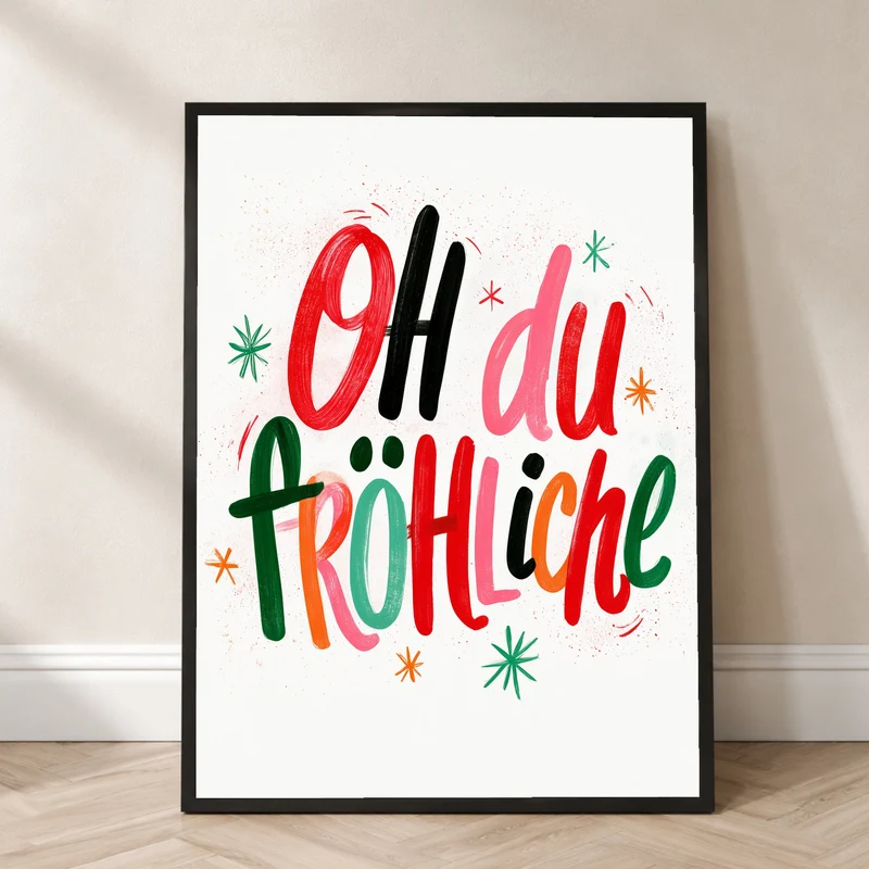 Oh du Fröhliche Lettering Poster