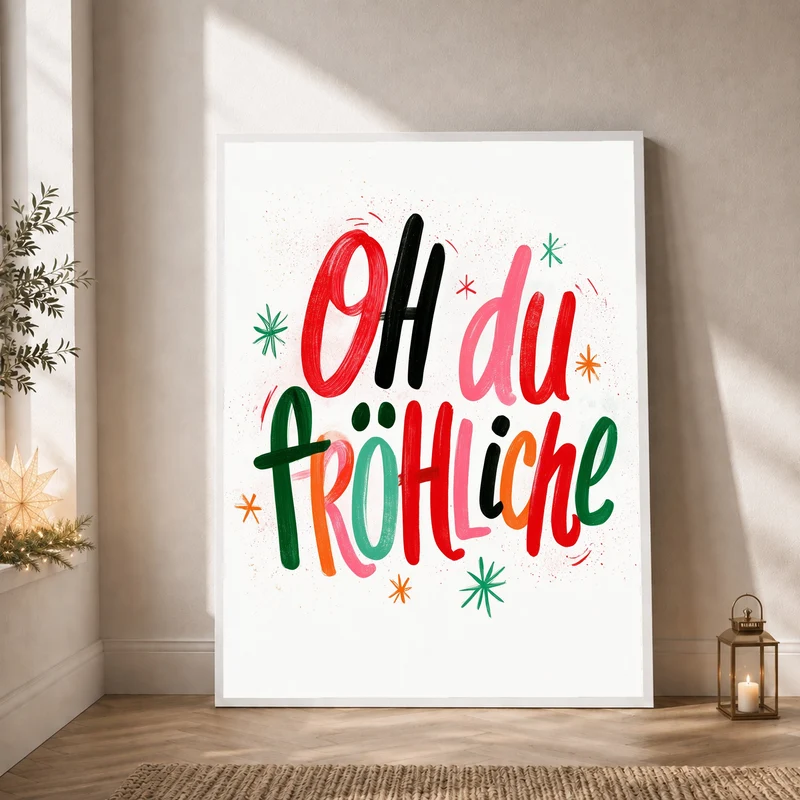 Oh du Fröhliche Lettering Poster