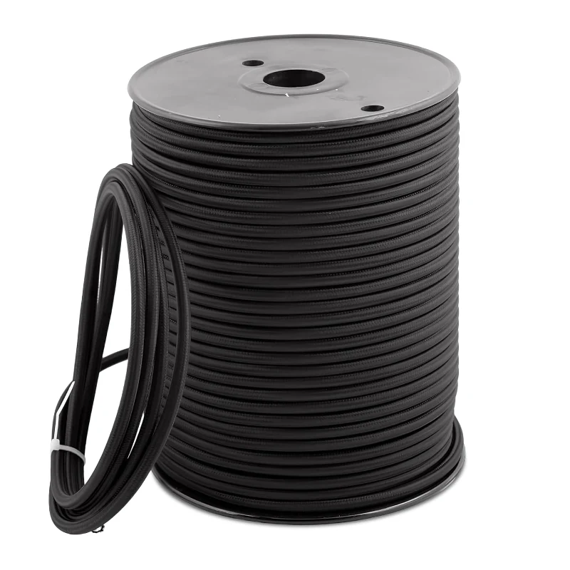 Ledsone Textilkabel 2-adrig Rund Schwarz Stromkabel ~2661