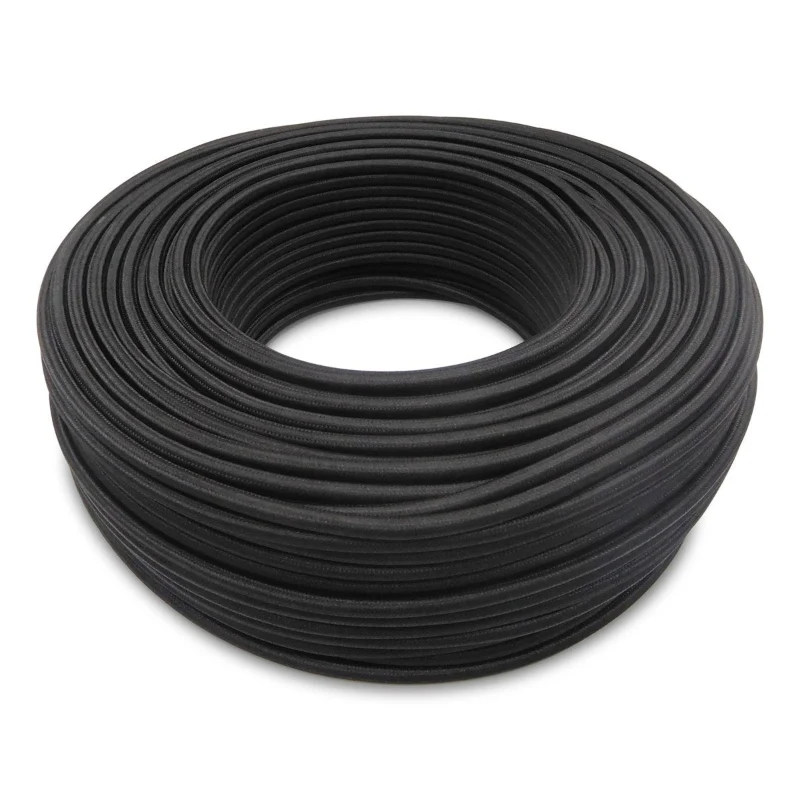 Ledsone Textilkabel 2-adrig Rund Schwarz Stromkabel ~2661