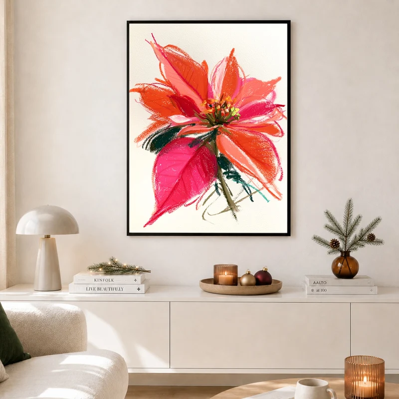Wilde Poinsettia in rot Poster