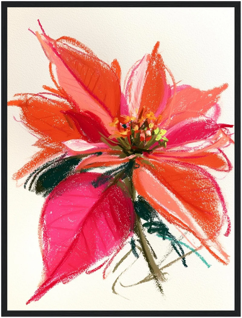 Wilde Poinsettia in rot Poster