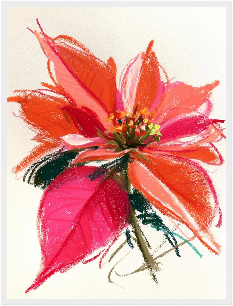 Wilde Poinsettia in rot Poster