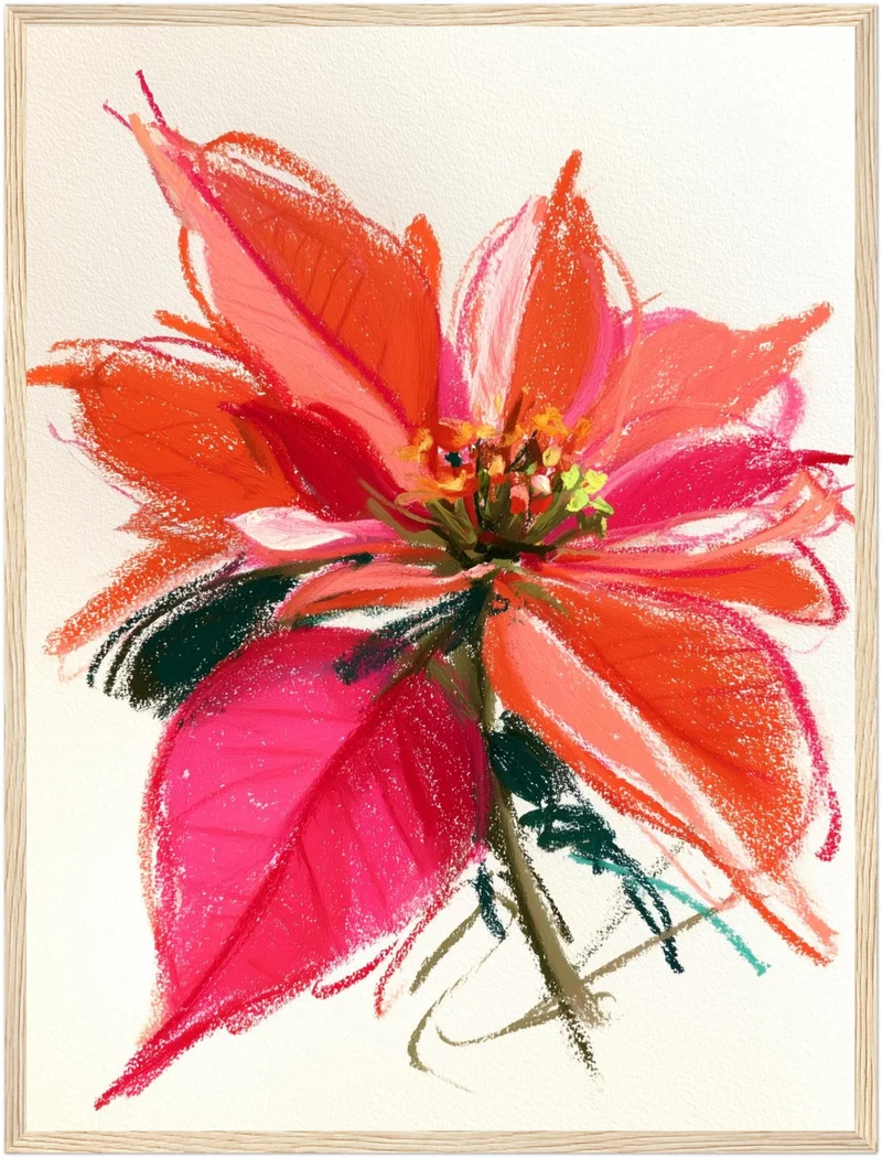 Wilde Poinsettia in rot Poster