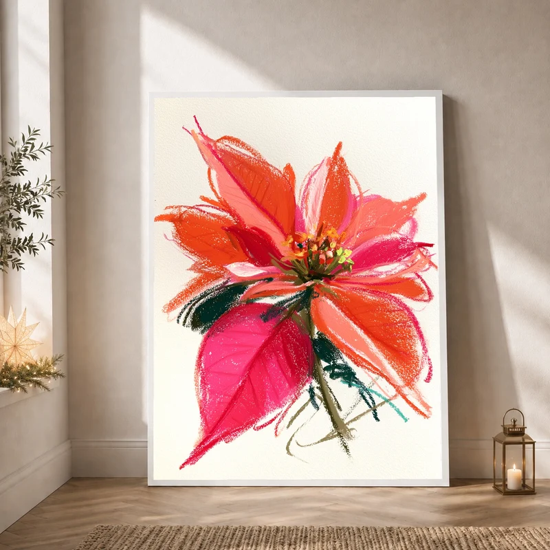 Wilde Poinsettia in rot Poster