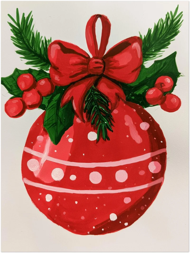 Roter Weihnachtsball Retro Leinwand