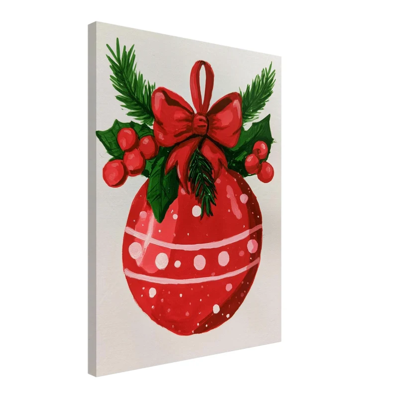 Roter Weihnachtsball Retro Leinwand