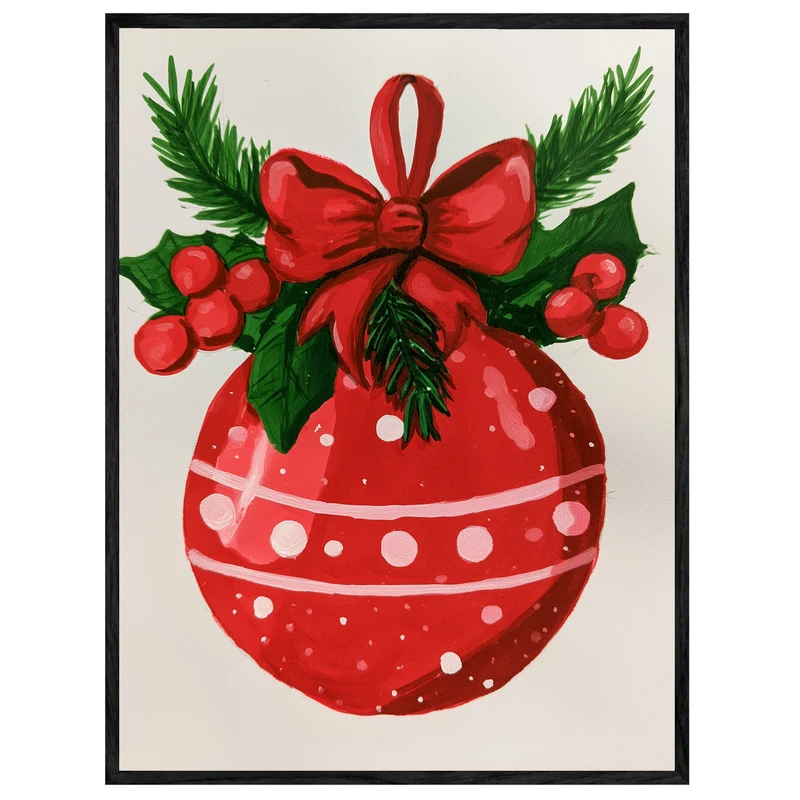 Roter Weihnachtsball Retro Leinwand