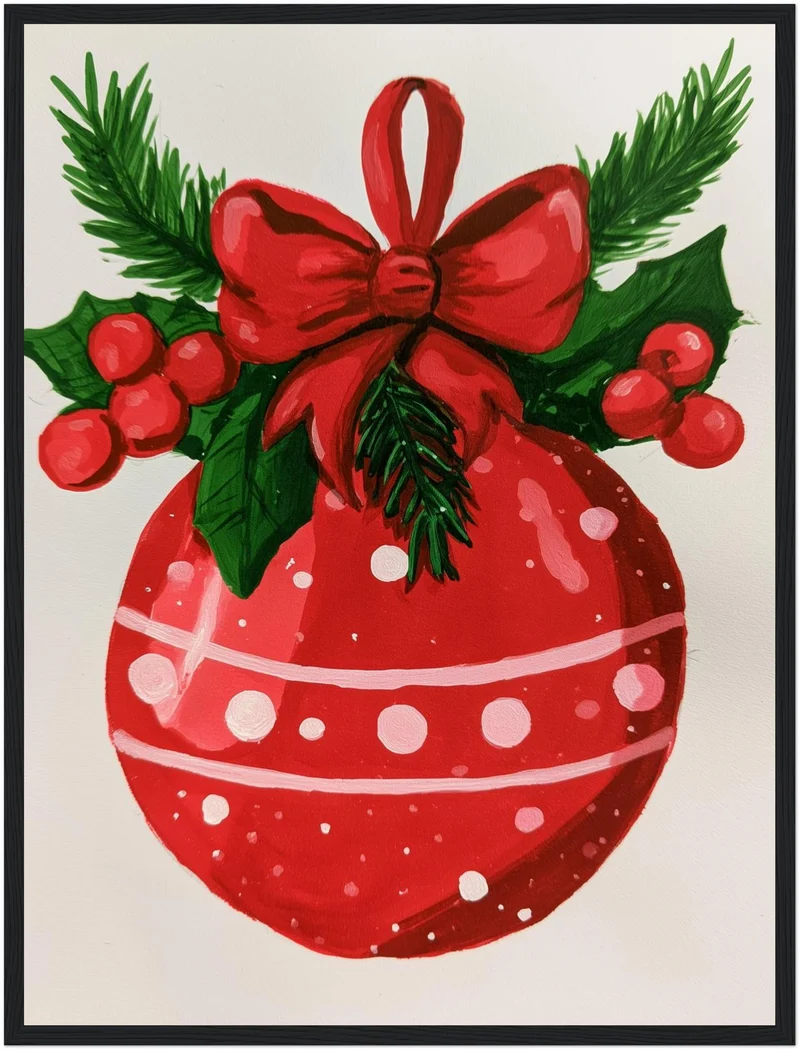 Roter Weihnachtsball Retro Poster