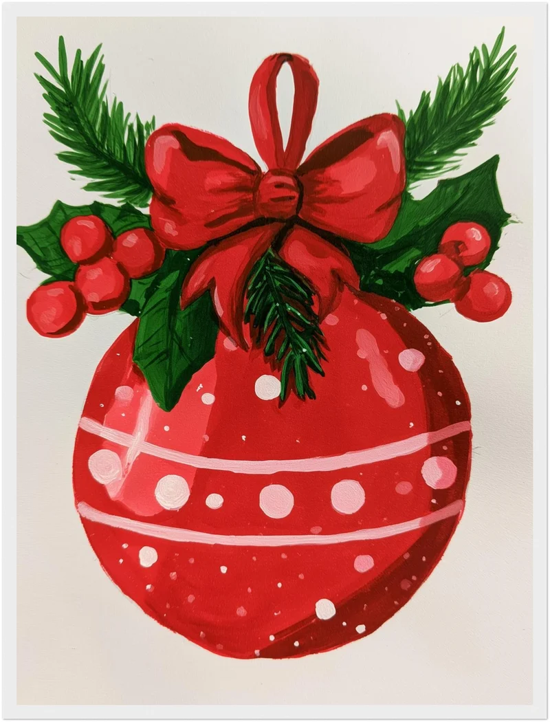 Roter Weihnachtsball Retro Poster