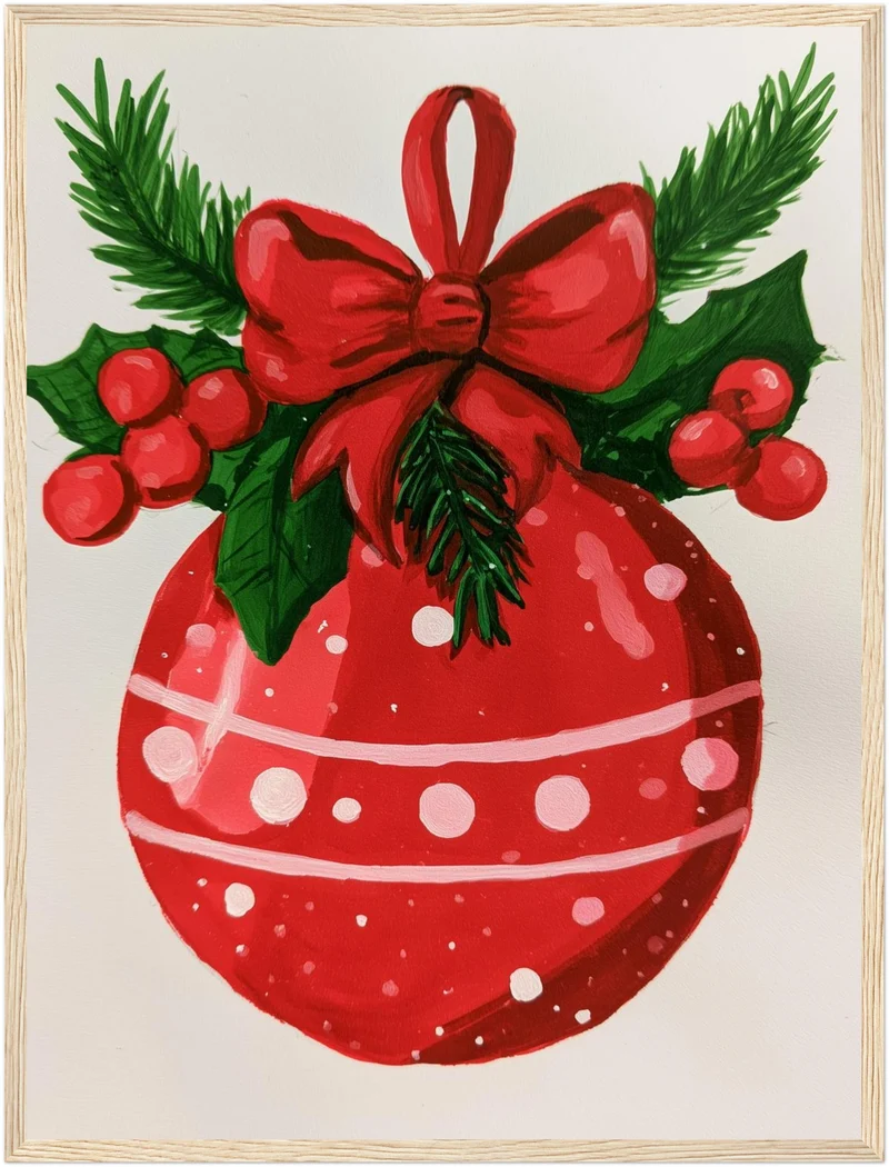 Roter Weihnachtsball Retro Poster