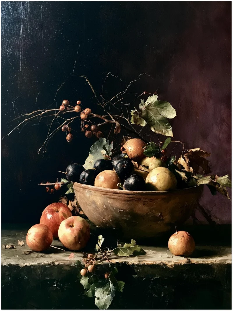 Herbststillleben mit Früchten Poster