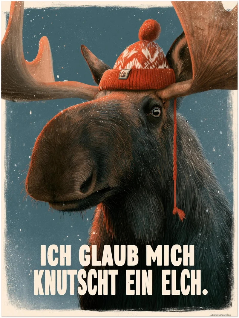 Elch mit Wollmütze Leinwand