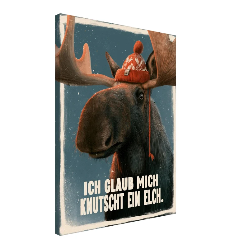 Elch mit Wollmütze Leinwand