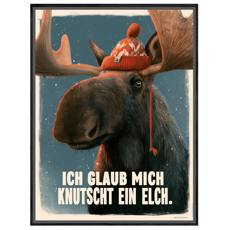 Elch mit Wollmütze Leinwand