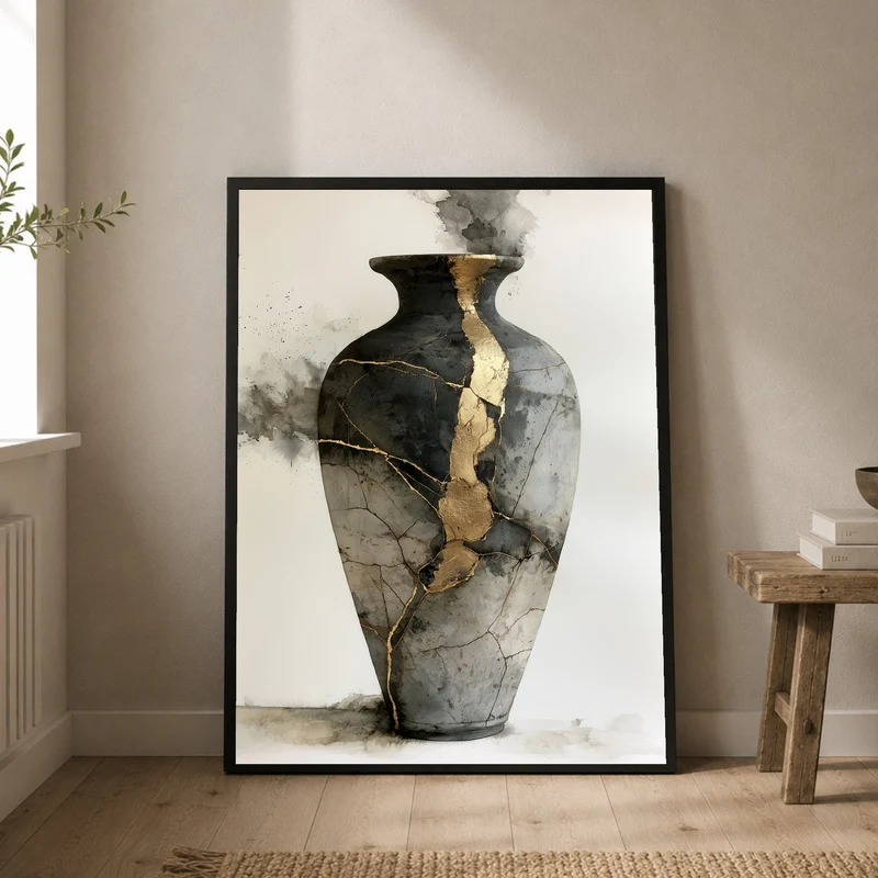 Goldene Risse im Dunkel Poster