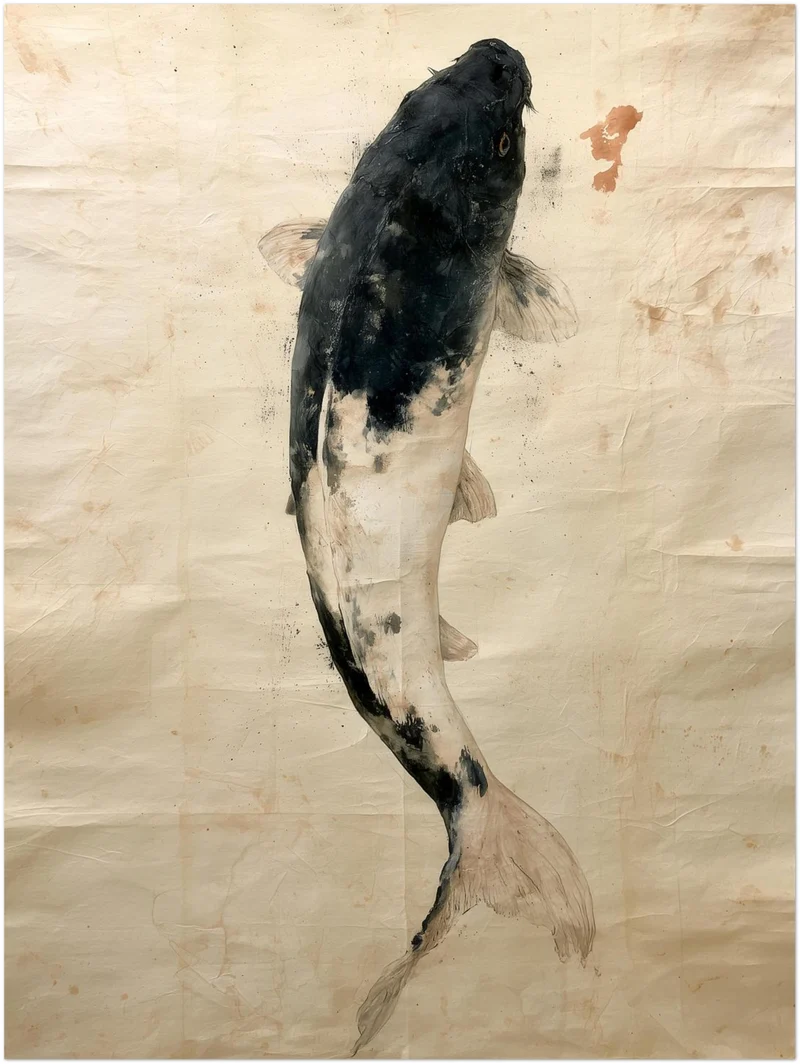 Schwarzer Koi im Fluss Leinwand