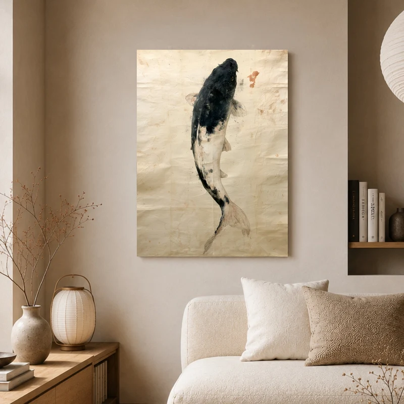 Schwarzer Koi im Fluss Leinwand