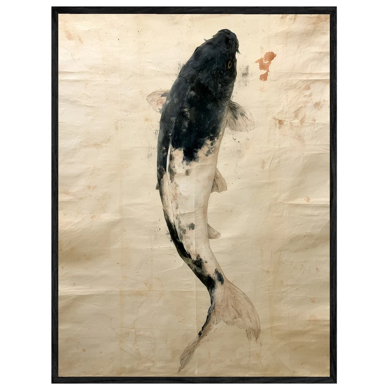 Schwarzer Koi im Fluss Leinwand