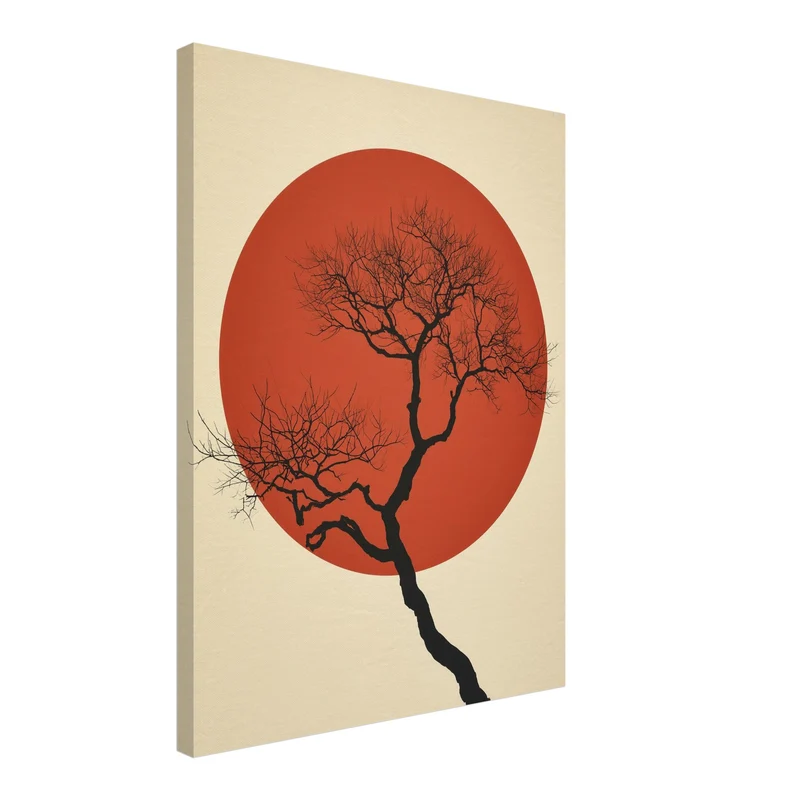 Roter Mond kahler Baum Leinwand