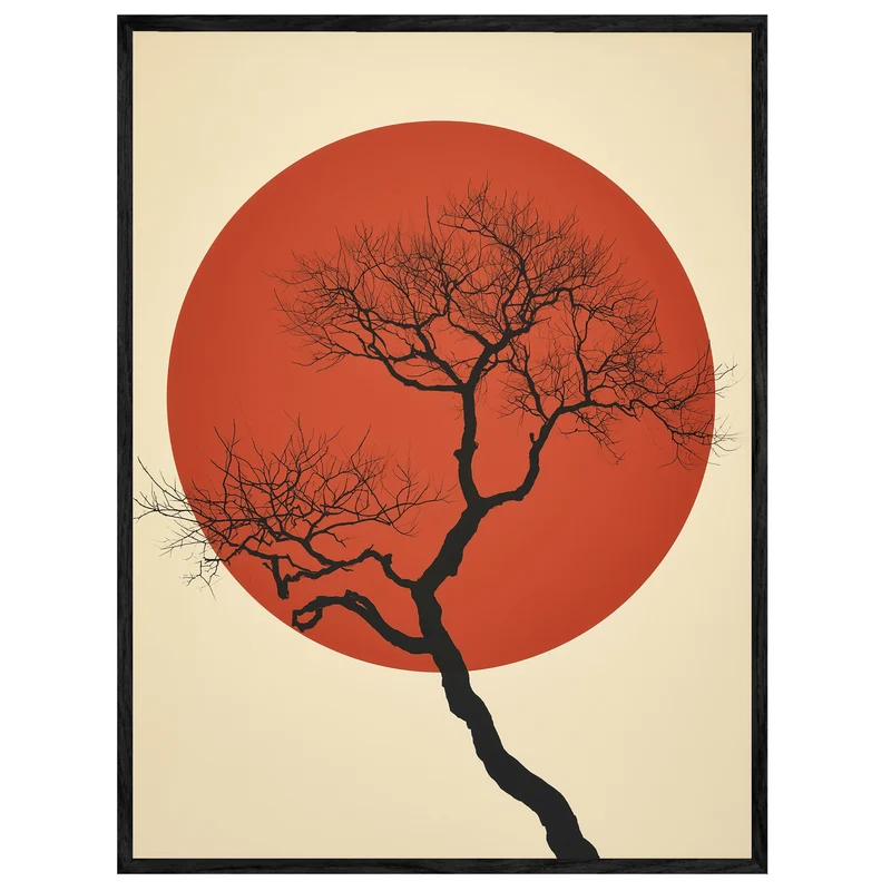 Roter Mond kahler Baum Leinwand