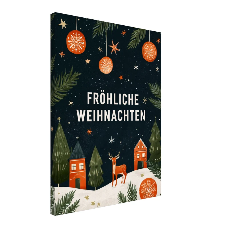 Fröhliche Weihnachten Winterdorf Leinwand