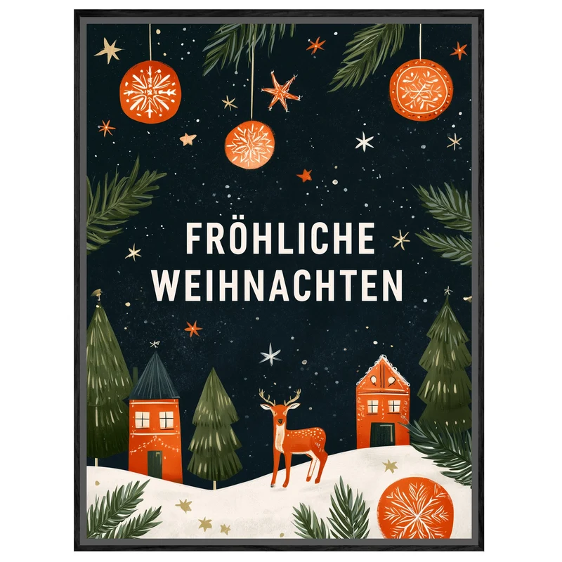 Fröhliche Weihnachten Winterdorf Leinwand