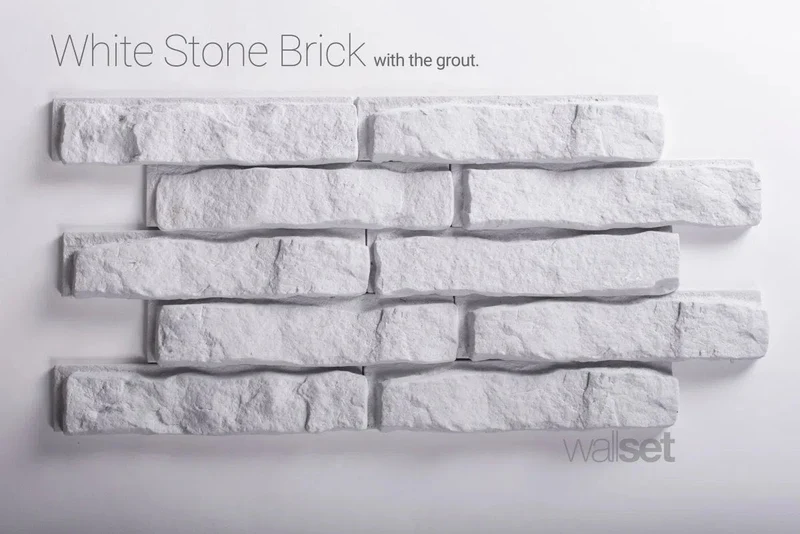 White Stone - decorative brick decor with grout