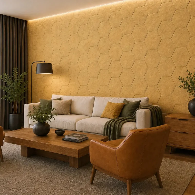 HEXA 3D Felt PET Wall Panels - YELLOW 3pcs.