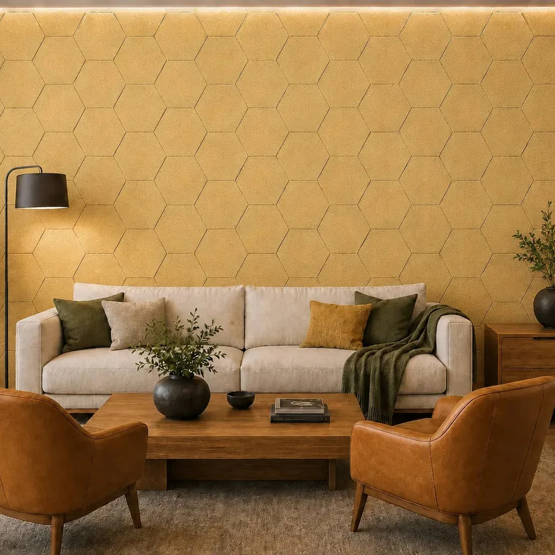 HEXA 3D Felt PET Wall Panels - YELLOW 3pcs.