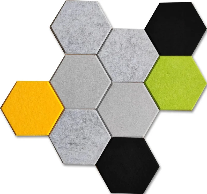 HEXA 3D Felt PET Wall Panels - YELLOW 3pcs.