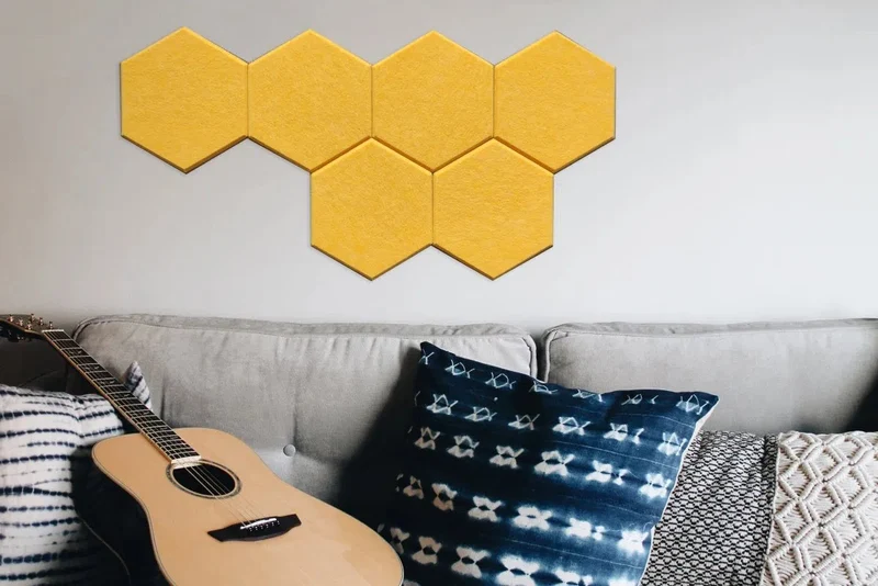 HEXA 3D Felt PET Wall Panels - YELLOW 3pcs.