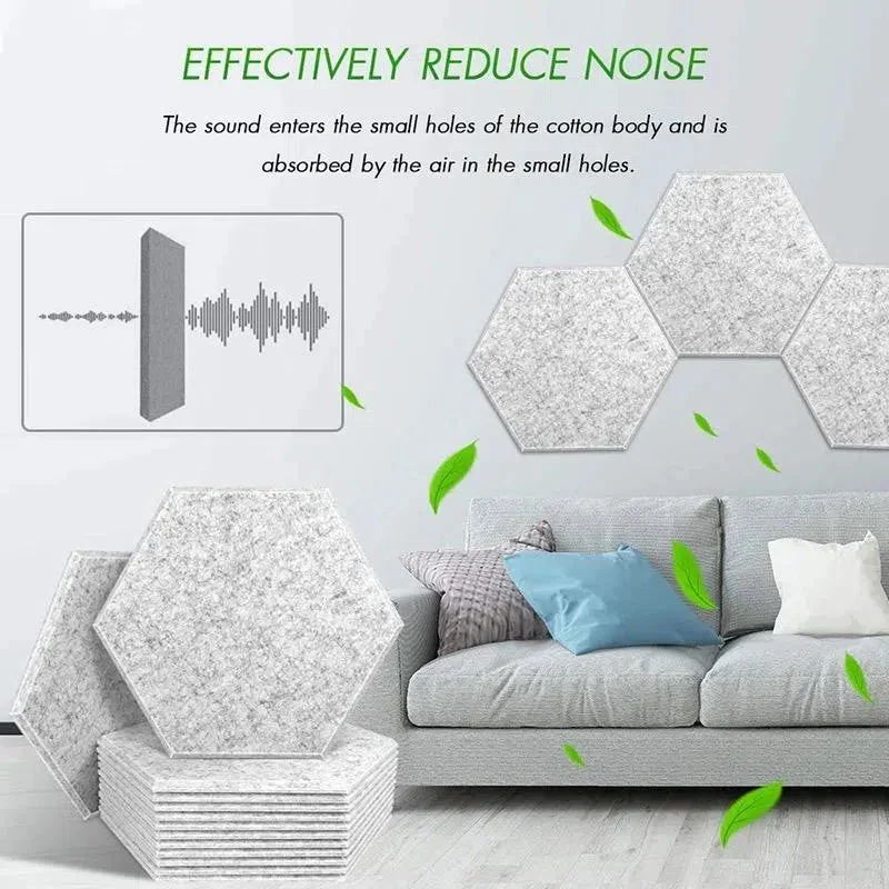 HEXA 3D Felt PET Wall Panels - WHITE 3pcs.