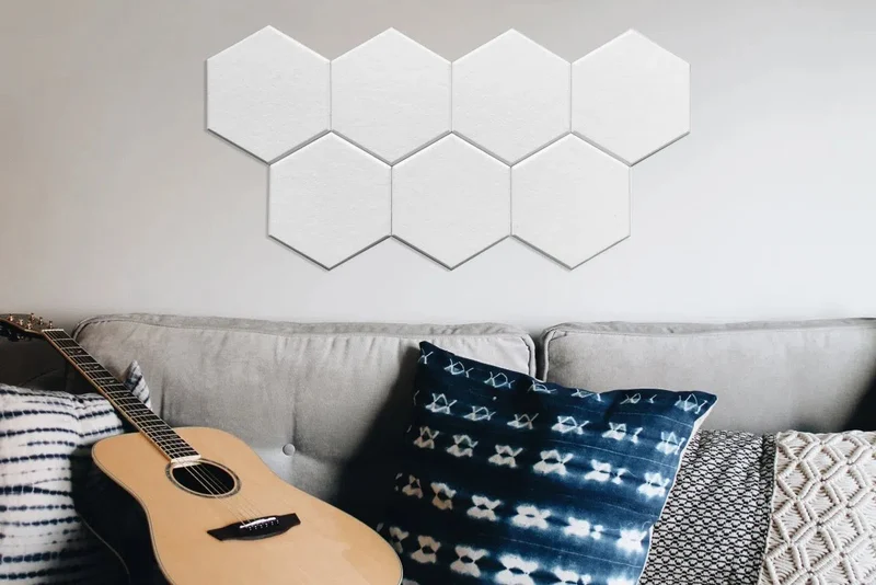 HEXA 3D Felt PET Wall Panels - WHITE 3pcs.