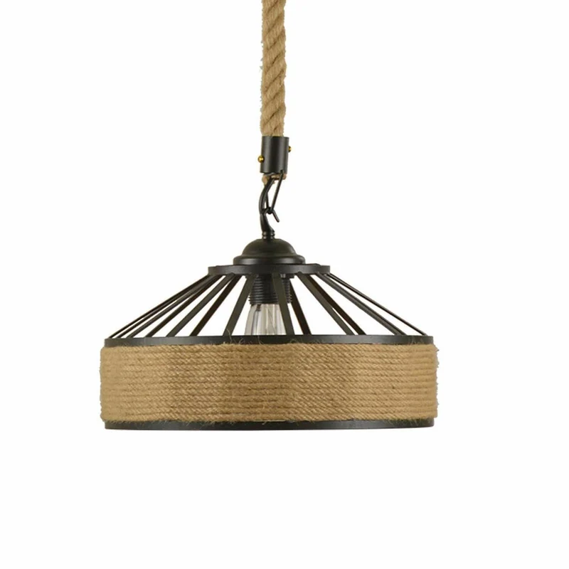 Lustre Plafonnier Suspension corde chanvre Rétro Lampe pour Restaurant