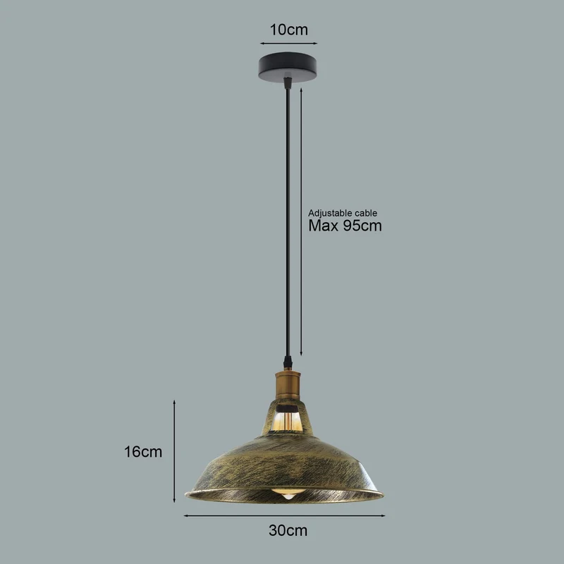 Retro Lustre Suspension Industrielle Plafonnier Abat-jour en métal 3PCS