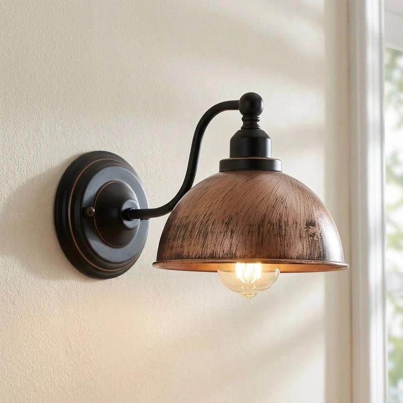 Vintage Farmhouse Wandleuchte – Industrie Wandlampe Bett | Ø 21cm | E27 ~3822