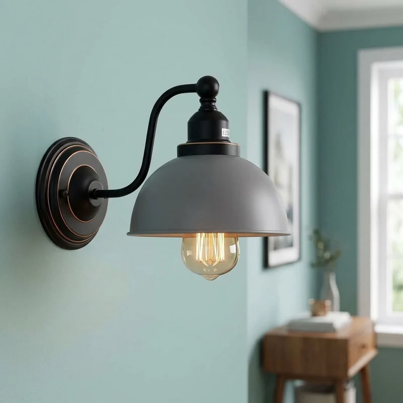 Vintage Farmhouse Wandleuchte – Industrie Wandlampe Bett | Ø 21cm | E27 ~3822