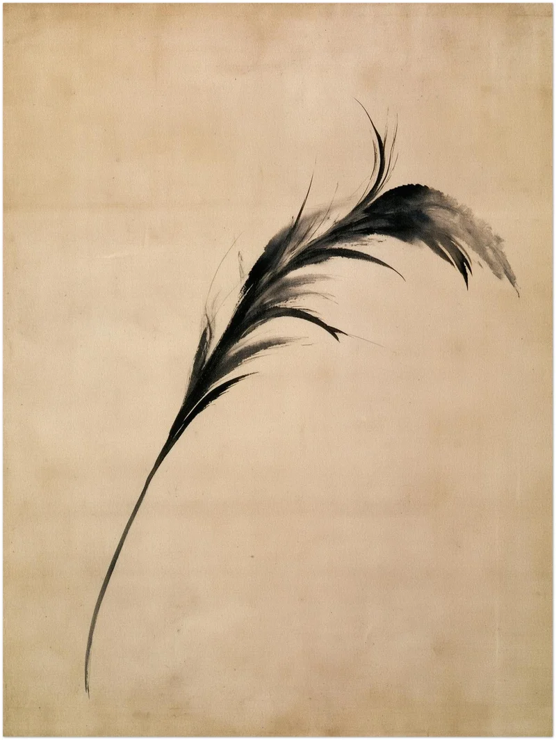 Schwarze Feder im Wind Poster