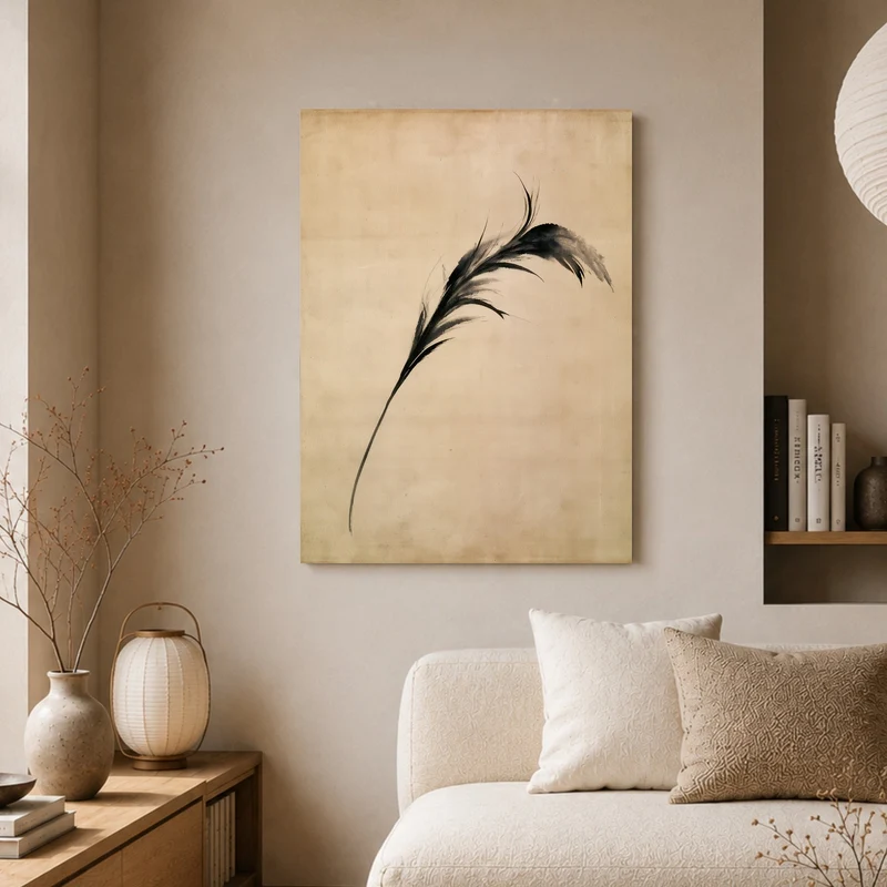 Schwarze Feder im Wind Poster