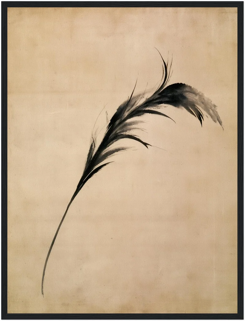 Schwarze Feder im Wind Poster