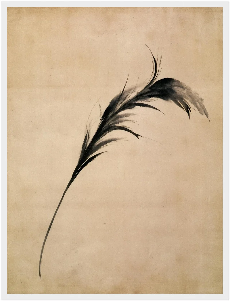 Schwarze Feder im Wind Poster