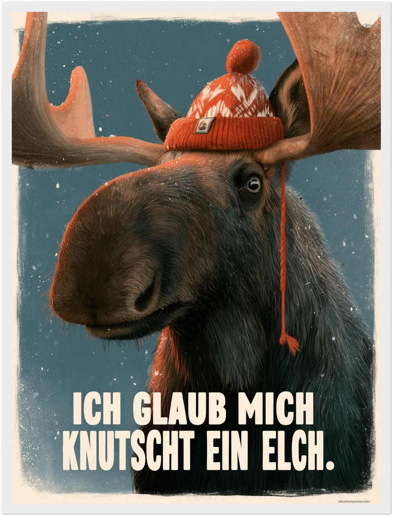 Elch mit Wollmütze Poster