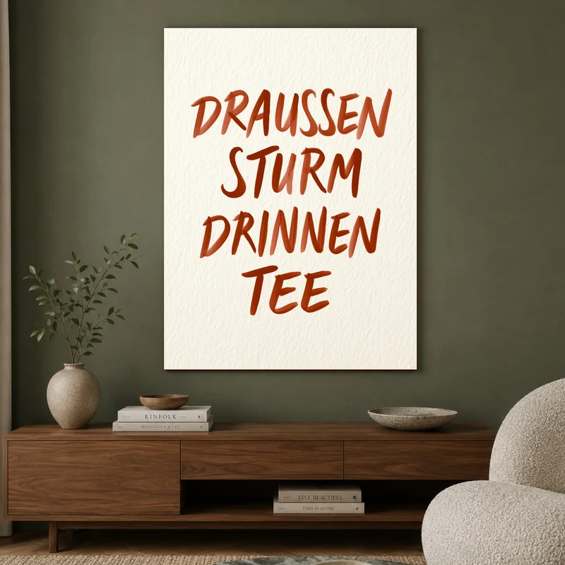 Draußen Sturm, drinnen Tee Leinwand