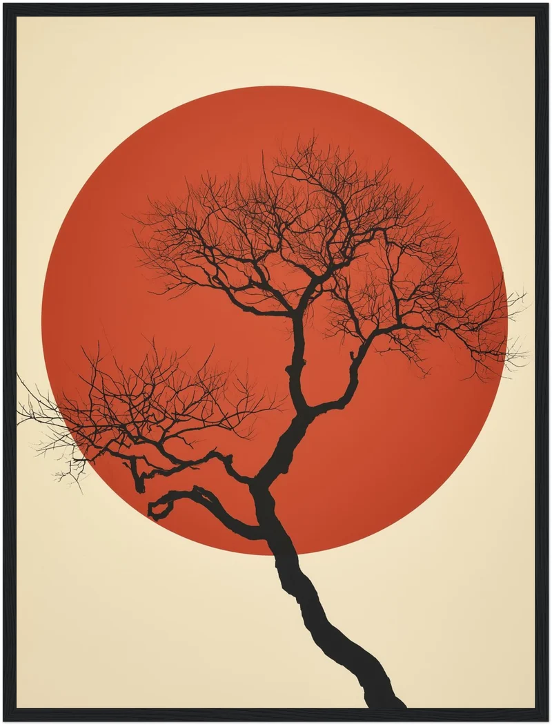 Roter Mond kahler Baum Poster