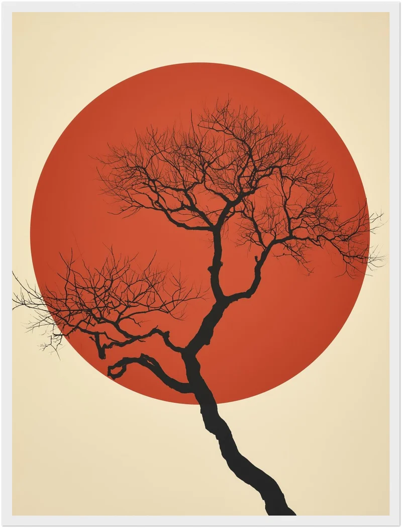Roter Mond kahler Baum Poster