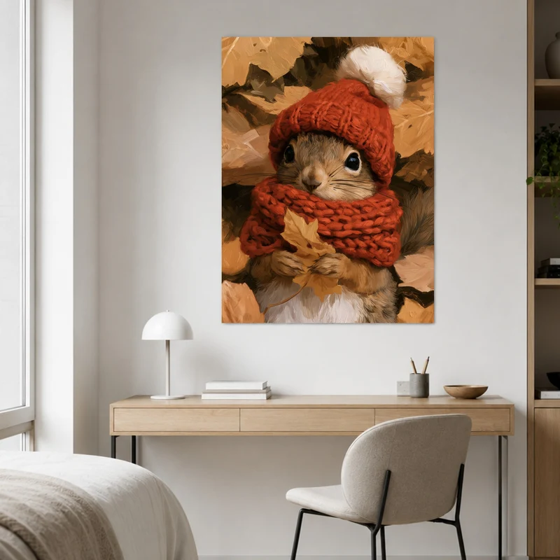 Eichhörnchen im Herbstlaub Poster