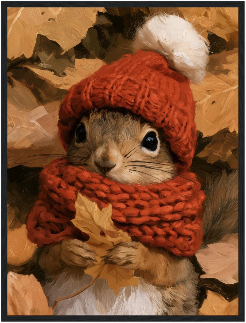 Eichhörnchen im Herbstlaub Poster