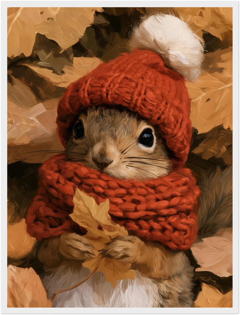 Eichhörnchen im Herbstlaub Poster