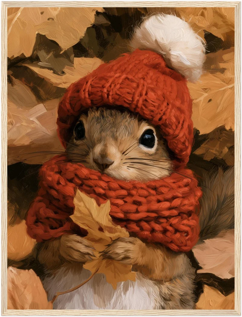 Eichhörnchen im Herbstlaub Poster